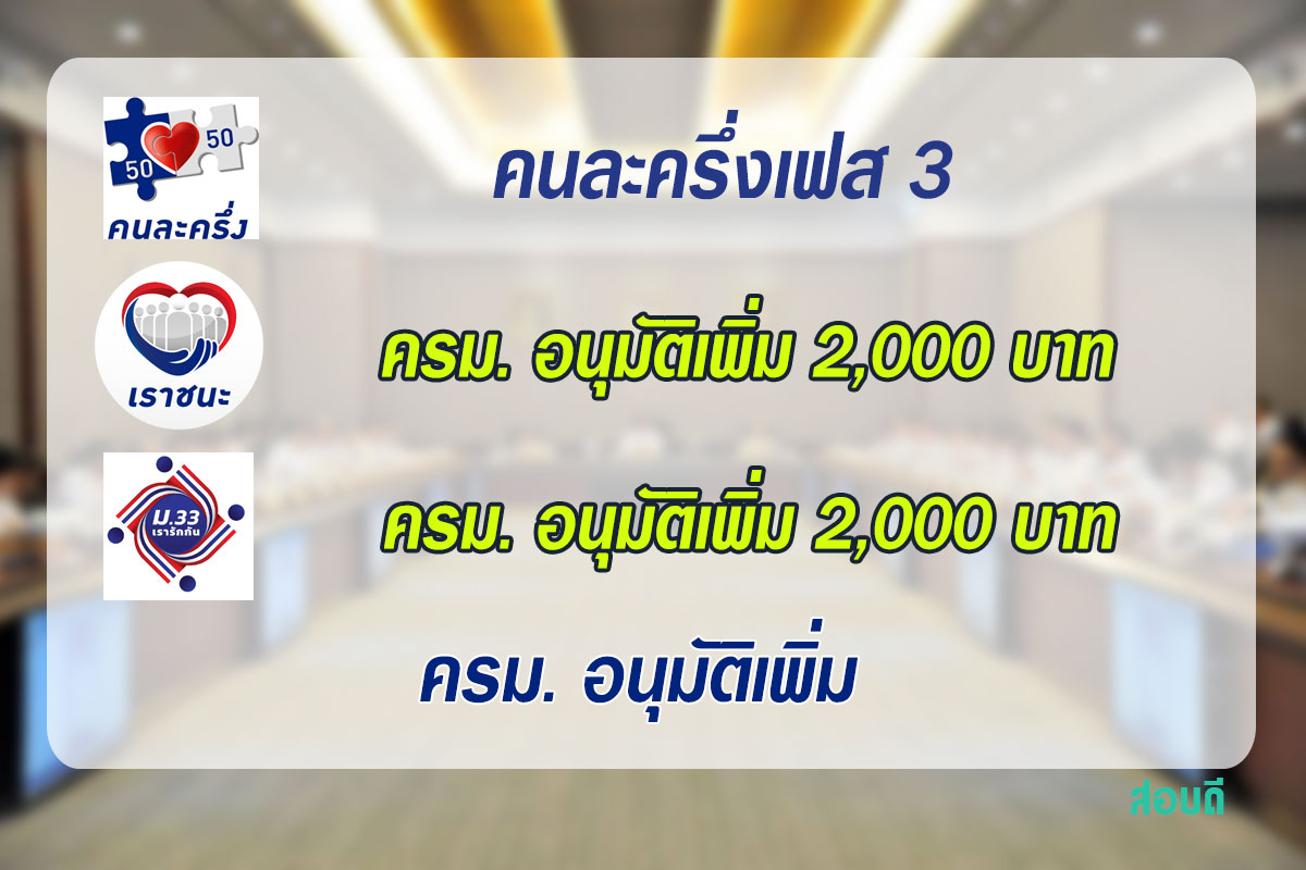 ครม. อนุมัติเพิ่ม 2,000 บาท โครงการ เราชนะ และ 